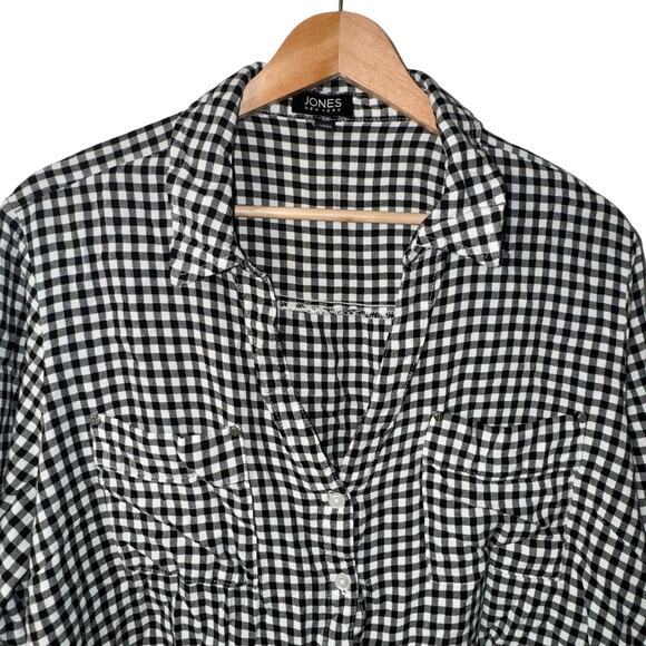 Jones New York XXL Gingham Button Down Top - Picture 2 of 7